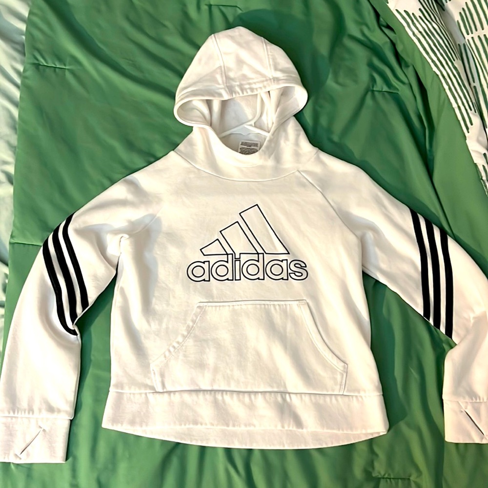 Adidas hoody white and dark blue
